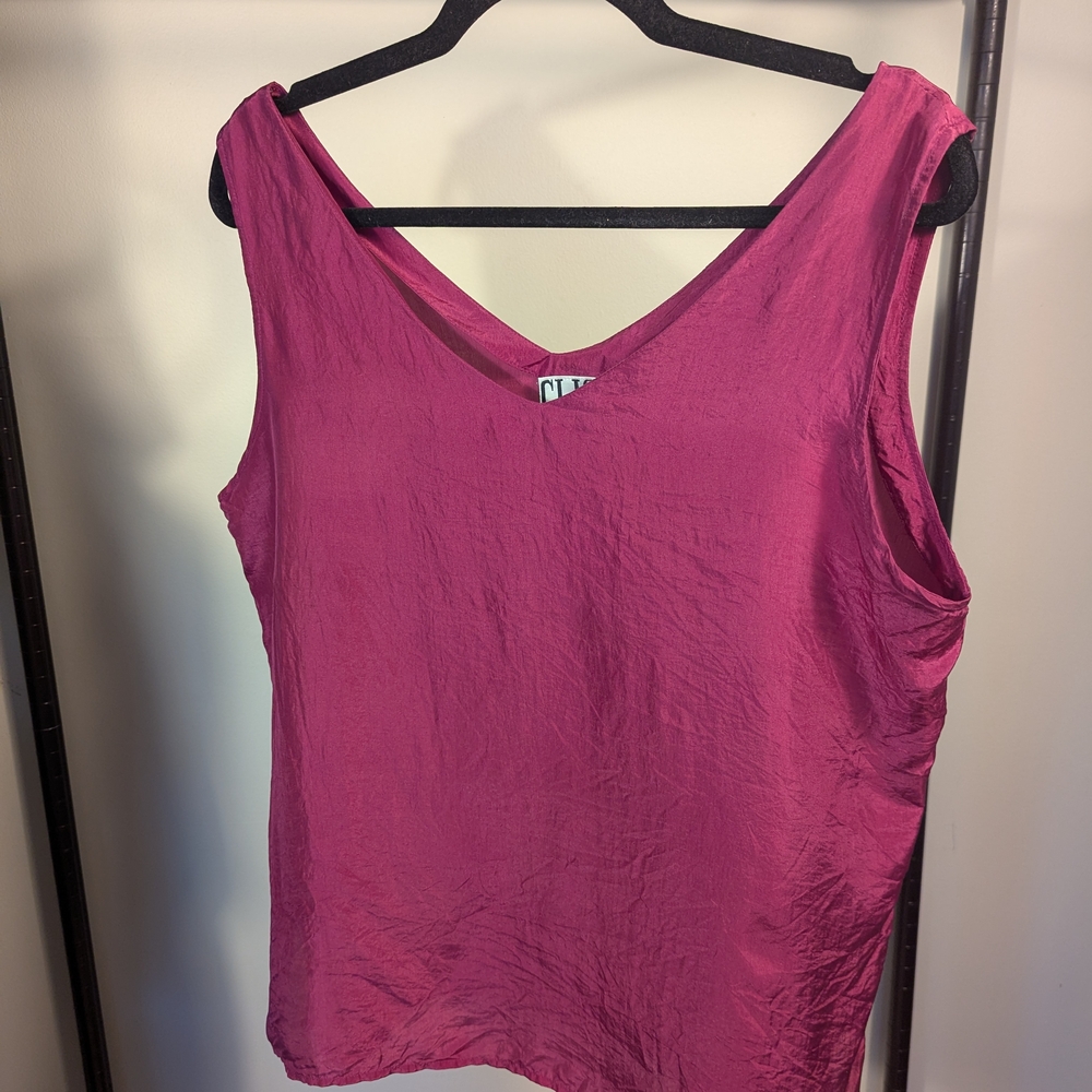 Clio Sleeveless Silk Blouse Sz. L Magenta